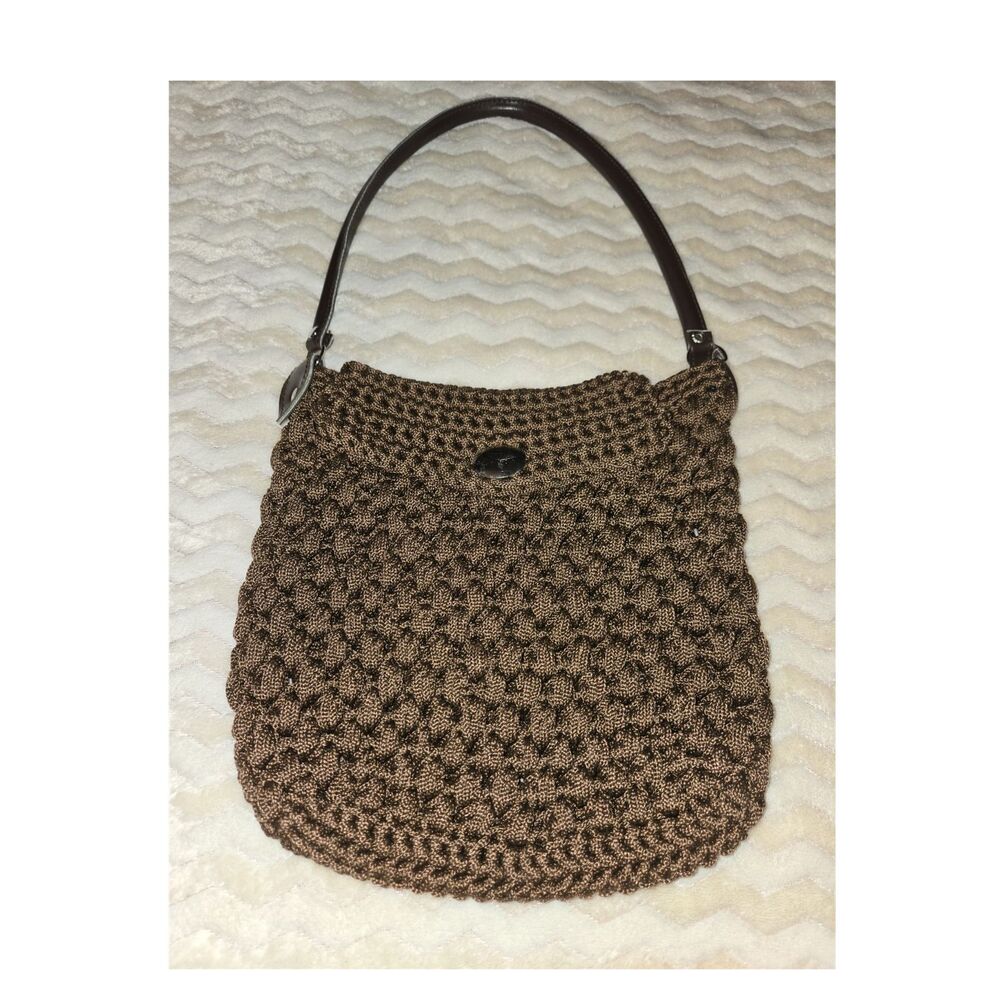Peruvian Brown Woven Crochet Hobo Shoulder Bag
